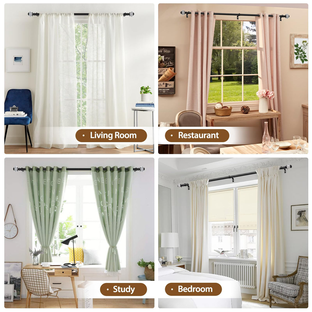 USFOOK smooth-sliding operation prevents curtain snagging