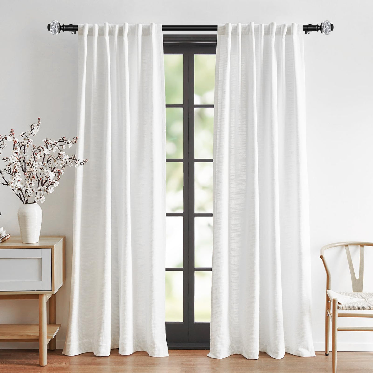 USFOOK curtain rod with splicing design enhances stability