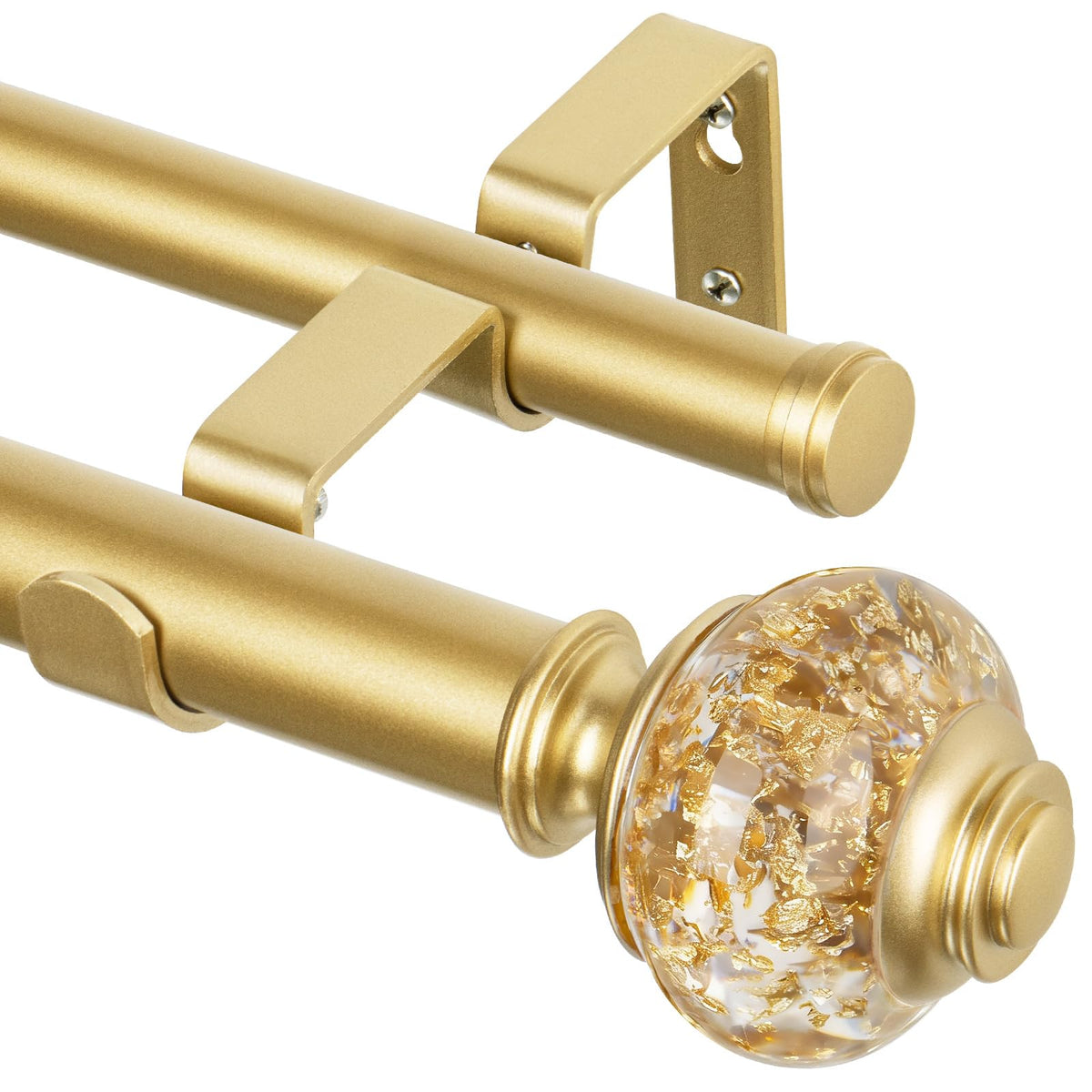 USFOOK double curtain rod telescopic assembly shows adjustable length.