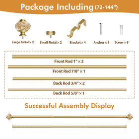 USFOOK smooth-glide curtain rod supports effortless opening and closing.