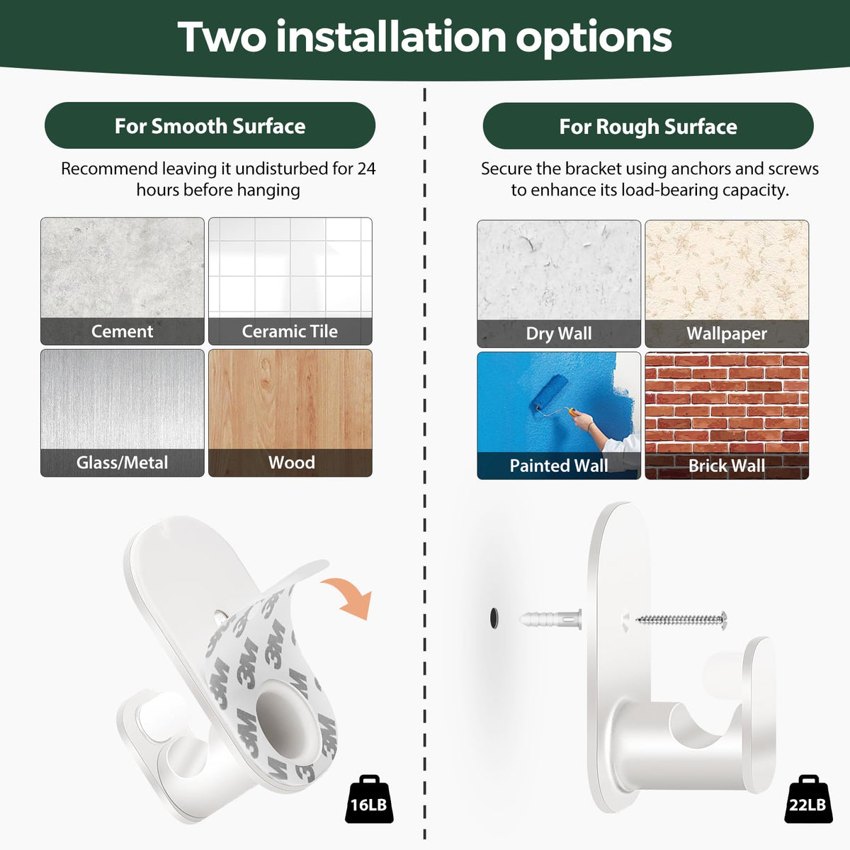 Five-eighth inch curtain rod diameter for lightweight drapes with stable support.