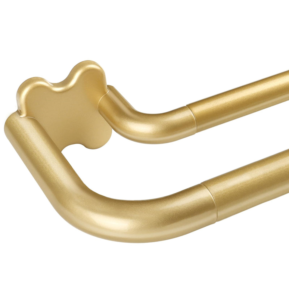 USFOOK gold double curtain rod extends 32 to 58 inches for flexible window fit