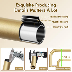 USFOOK gold double curtain rod hidden installation base for a clean look