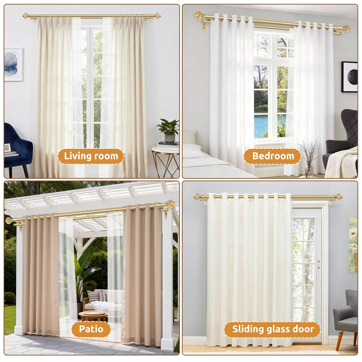 USFOOK heavy-duty curtain rod supports up to 30 lbs.