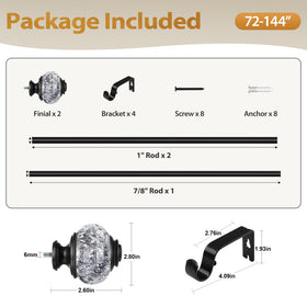 USFOOK durable rod ideal for sliding door window treatments