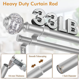 USFOOK sturdy 1-inch front rod supports heavier curtains up to 30 lb