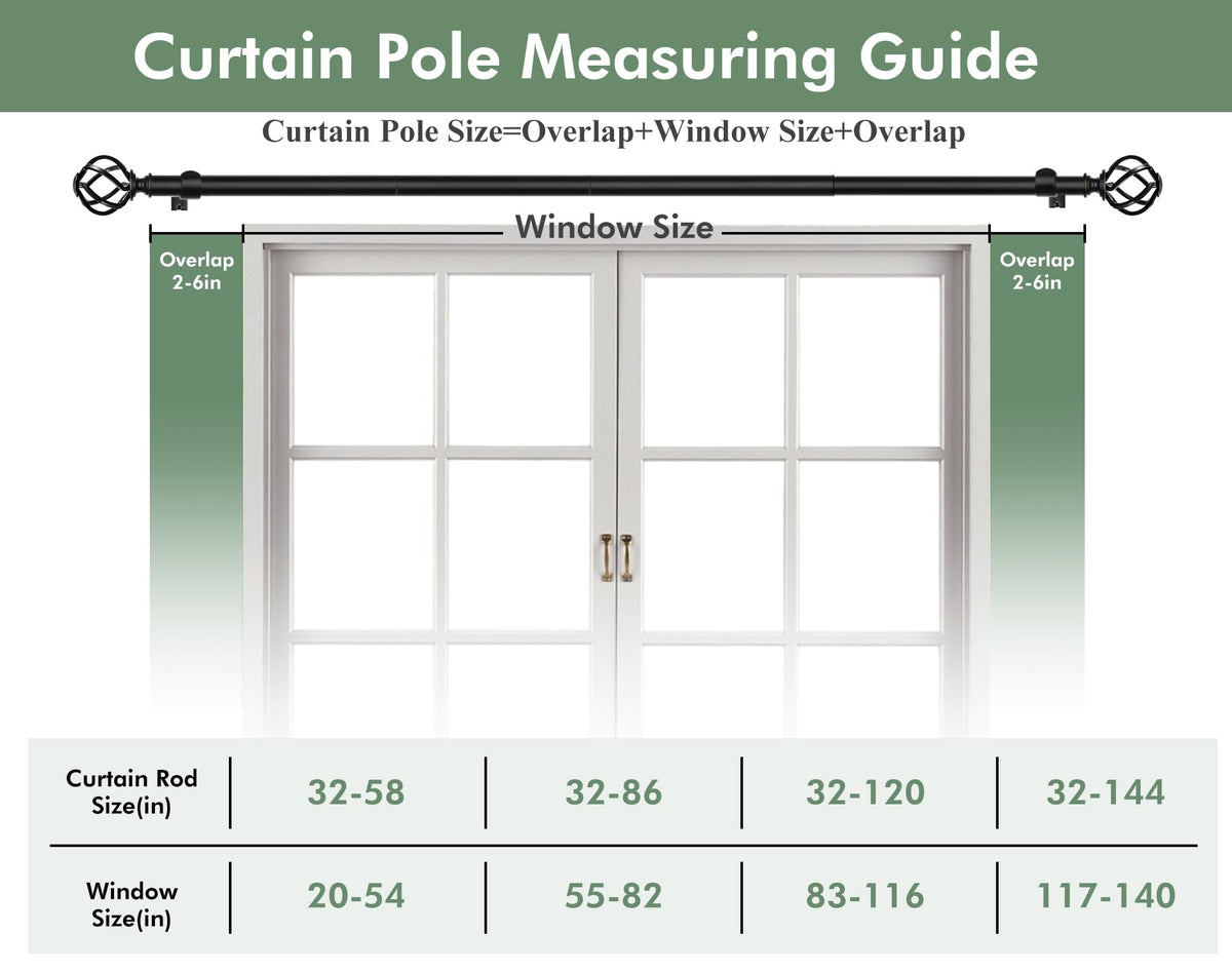 USFOOK curtain rod supports up to 22 pounds for heavier fabrics.