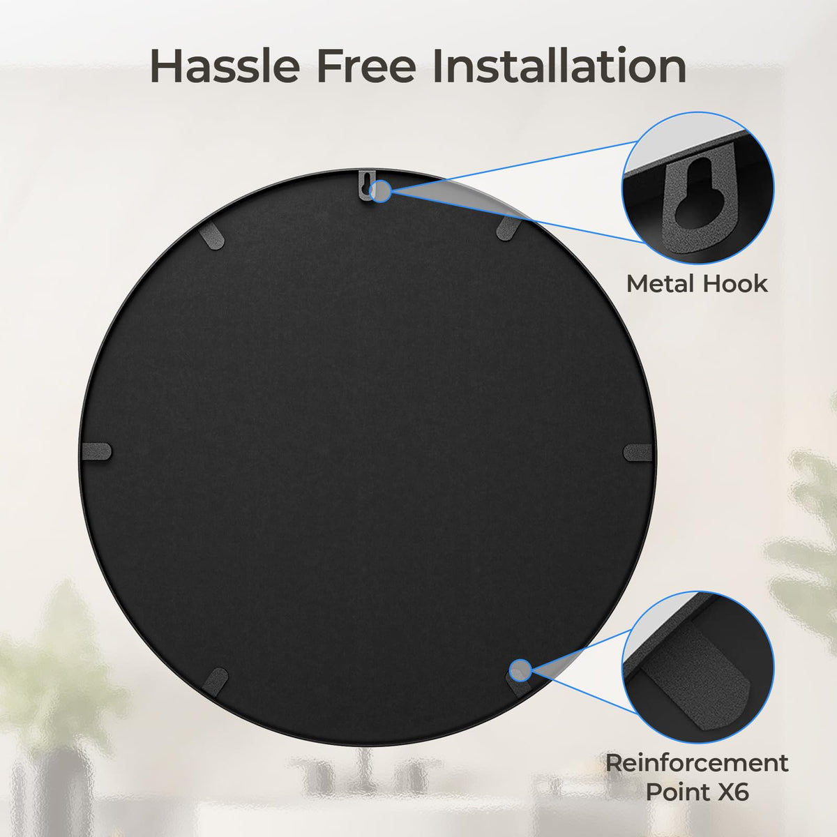 USHOWER 30-inch round mirror in entryway or bedroom for brighter space