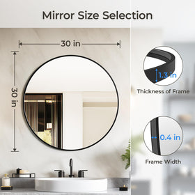 USHOWER black round mirror adding contemporary decor to any space