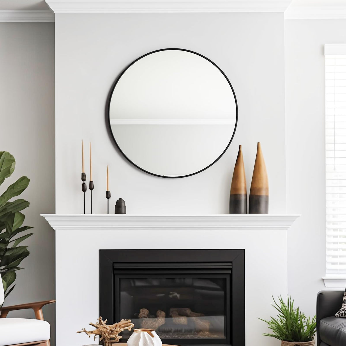 USHOWER round vanity mirror suitable for hallway or bedroom decor