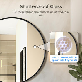 USHOWER round mirror includes hardware and pre-installed hook for easy mounting