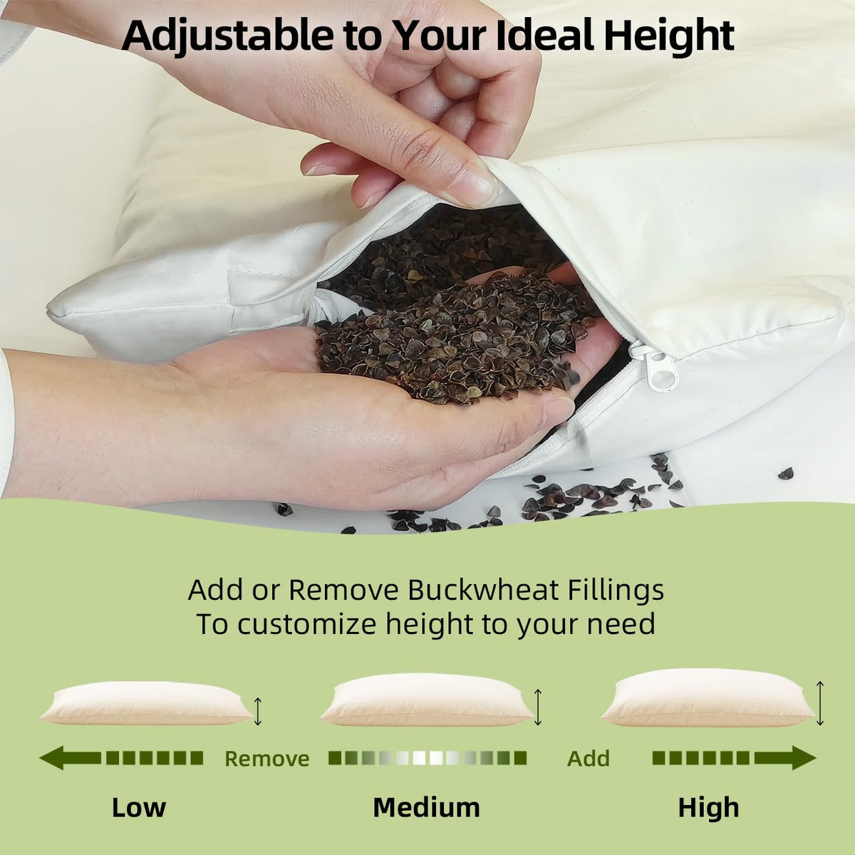 USlixury buckwheat pillow cooling design promotes airflow for cool sleep