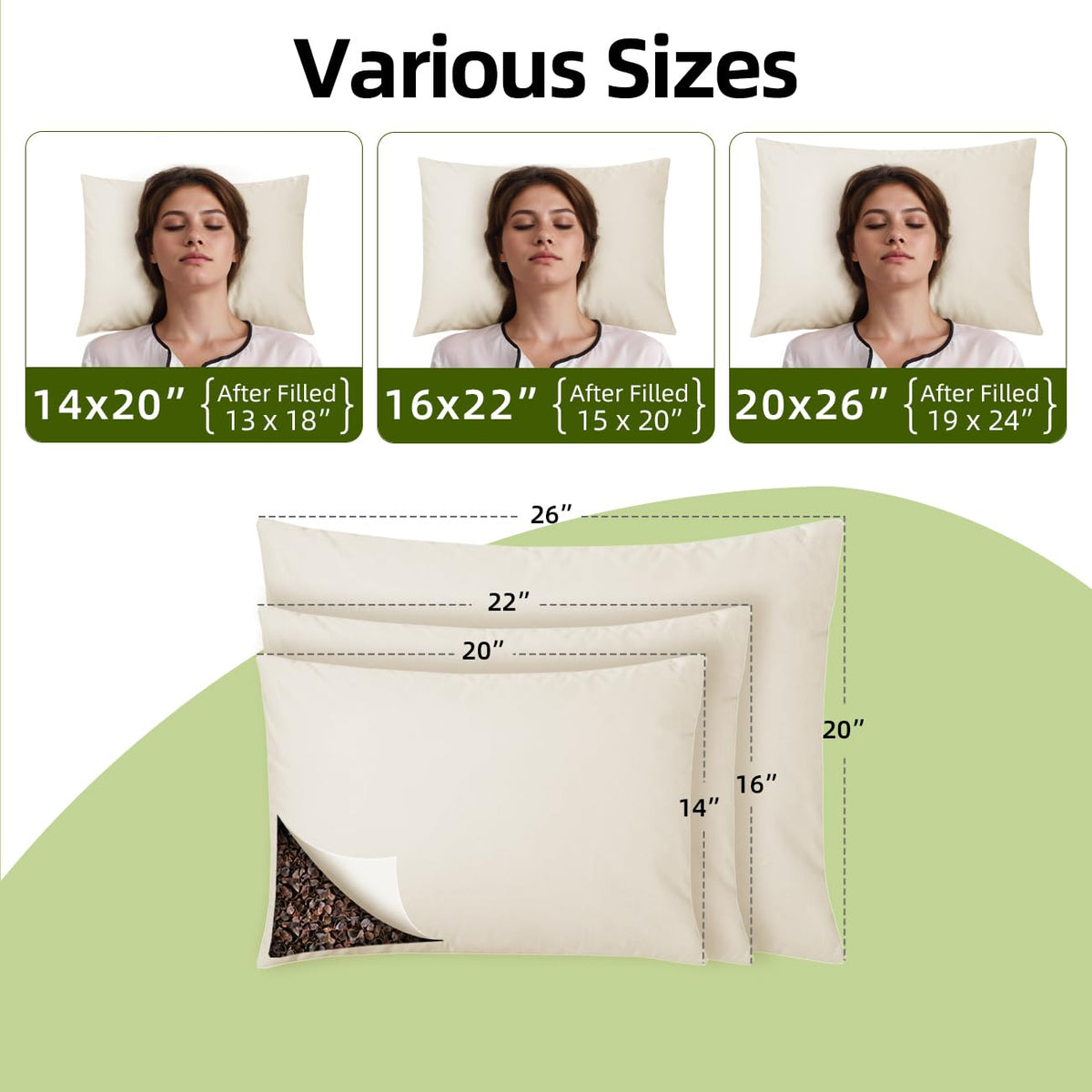 USlixury buckwheat pillow organic shell highlights soft breathable cotton