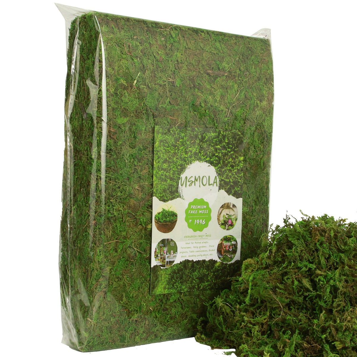 USMOLA fake moss on potted plants enhances greenery with minimal maintenance