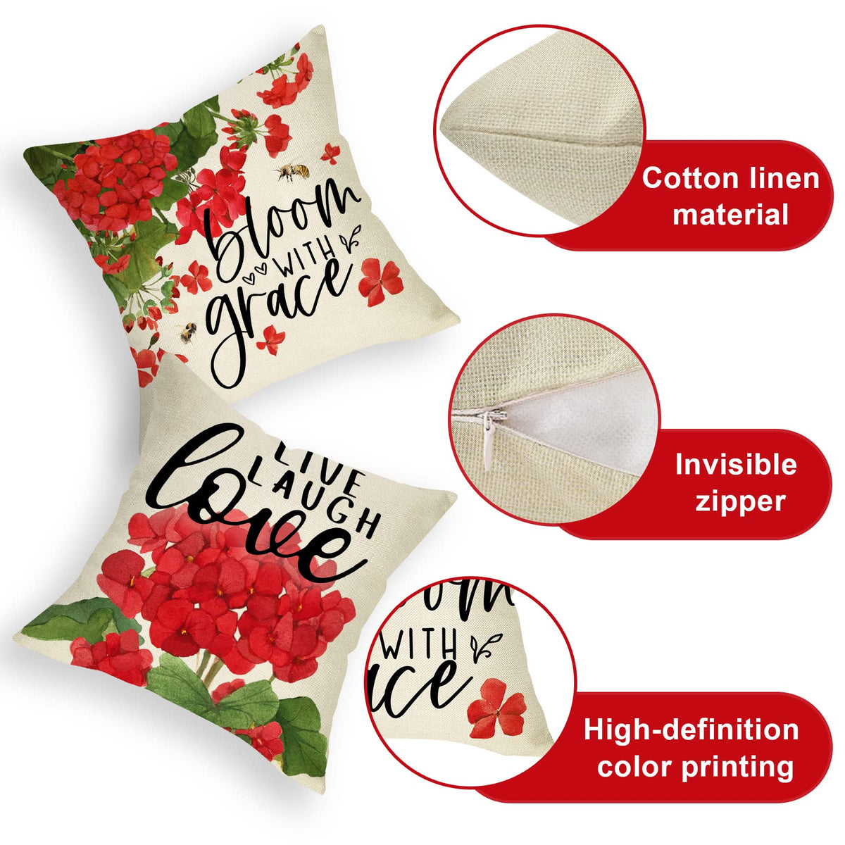 Ussap 18x18 inch pillow cover with invisible zipper for easy refilling
