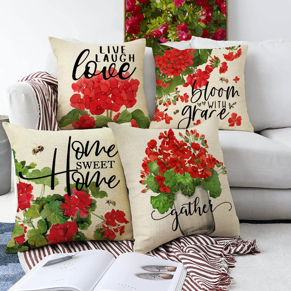 Ussap live laugh love plant pillow cover adds cozy whimsy to bedroom lounge