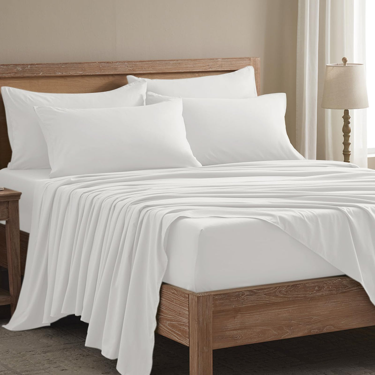 USXIBEI king size flat sheet in white shows plush microfiber softness