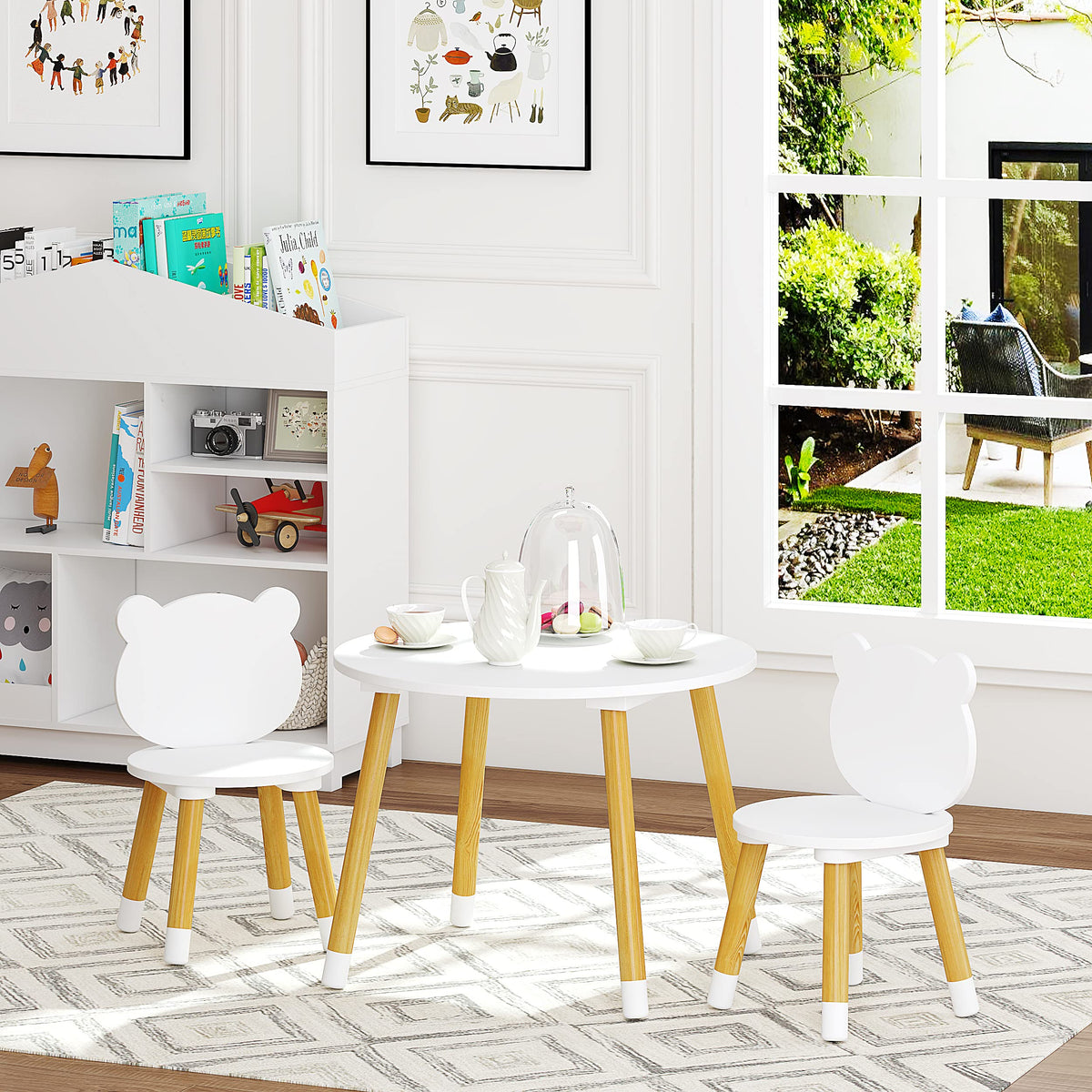 UTEX Kids chair white side view showcasing comfortable seating for small children.