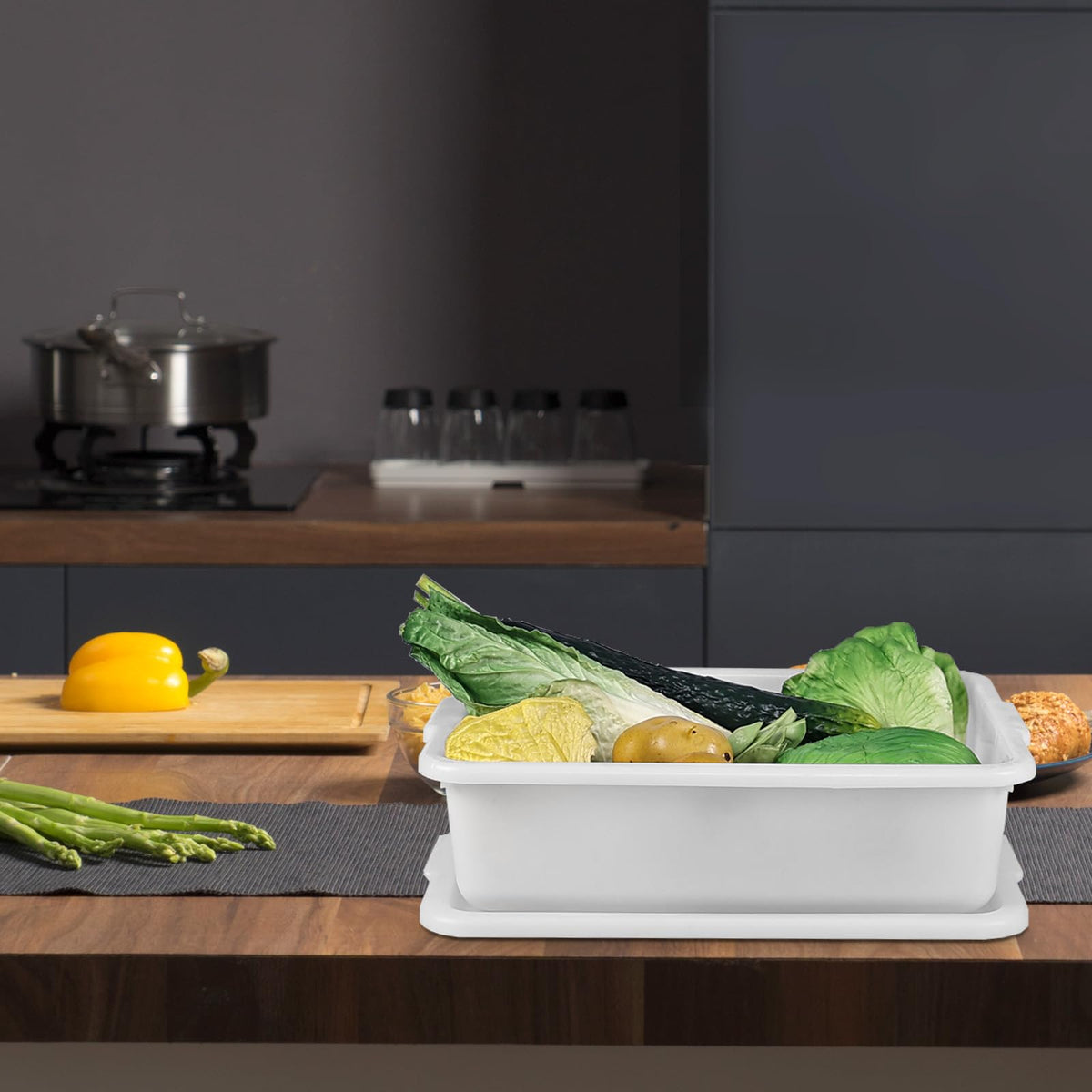 Utiao white bus tub suitable for storage and quick organization in homes or kitchens.