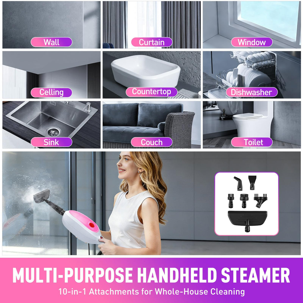 UTIBIJIR steam mop showing 20-second heat-up feature