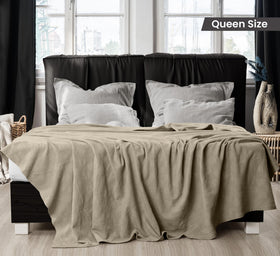 Utopia Bedding 100% cotton thermal blanket khaki folded for easy storage