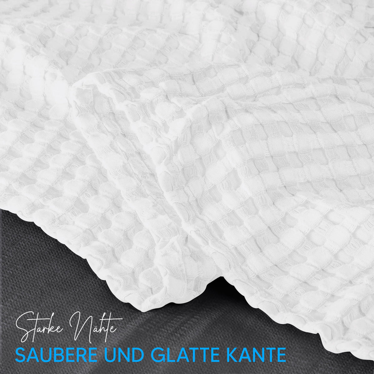 Utopia Bedding waffle blanket full bed scene emphasizes generous coverage.