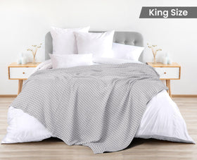 Closeup of Utopia Bedding 100% cotton waffle weave texture for comfort.