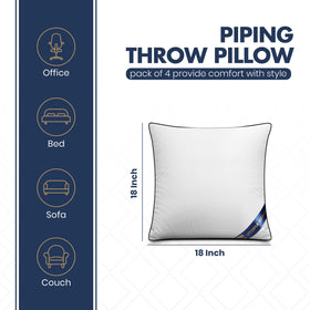 Close-up of navy piping on Utopia Bedding 18x18 white insert