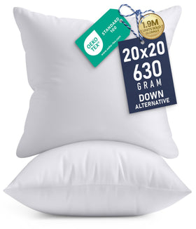 Utopia Bedding 20x20 pillow insert front view provides plush sofa and bed support.