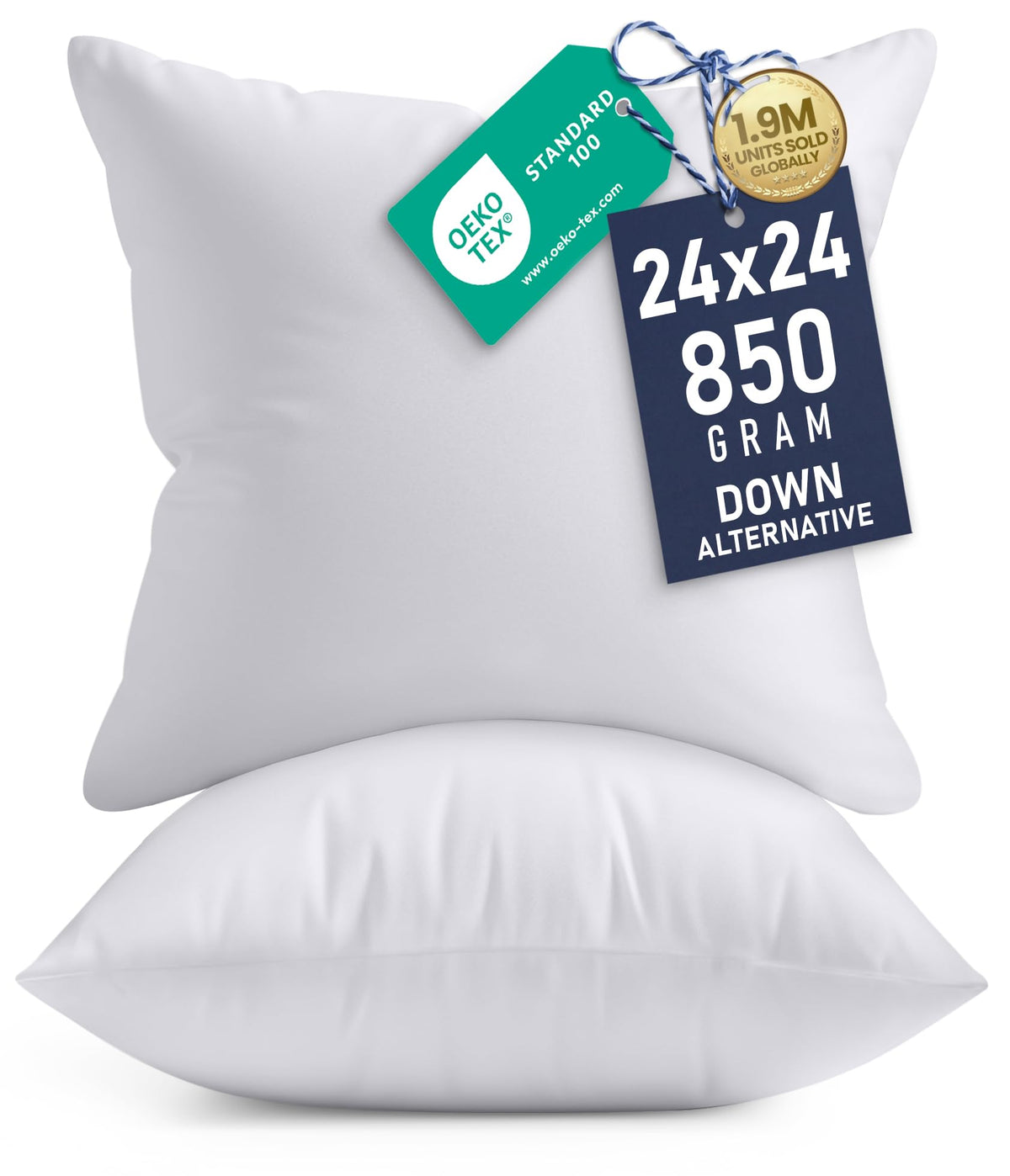 Utopia Bedding 24x24 pillow inserts pack 2 in white for cozy couches.