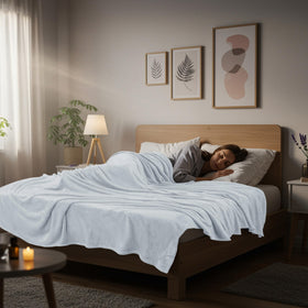 Utopia Bedding anti static cozy blanket shown on a chair for comfortable evenings.