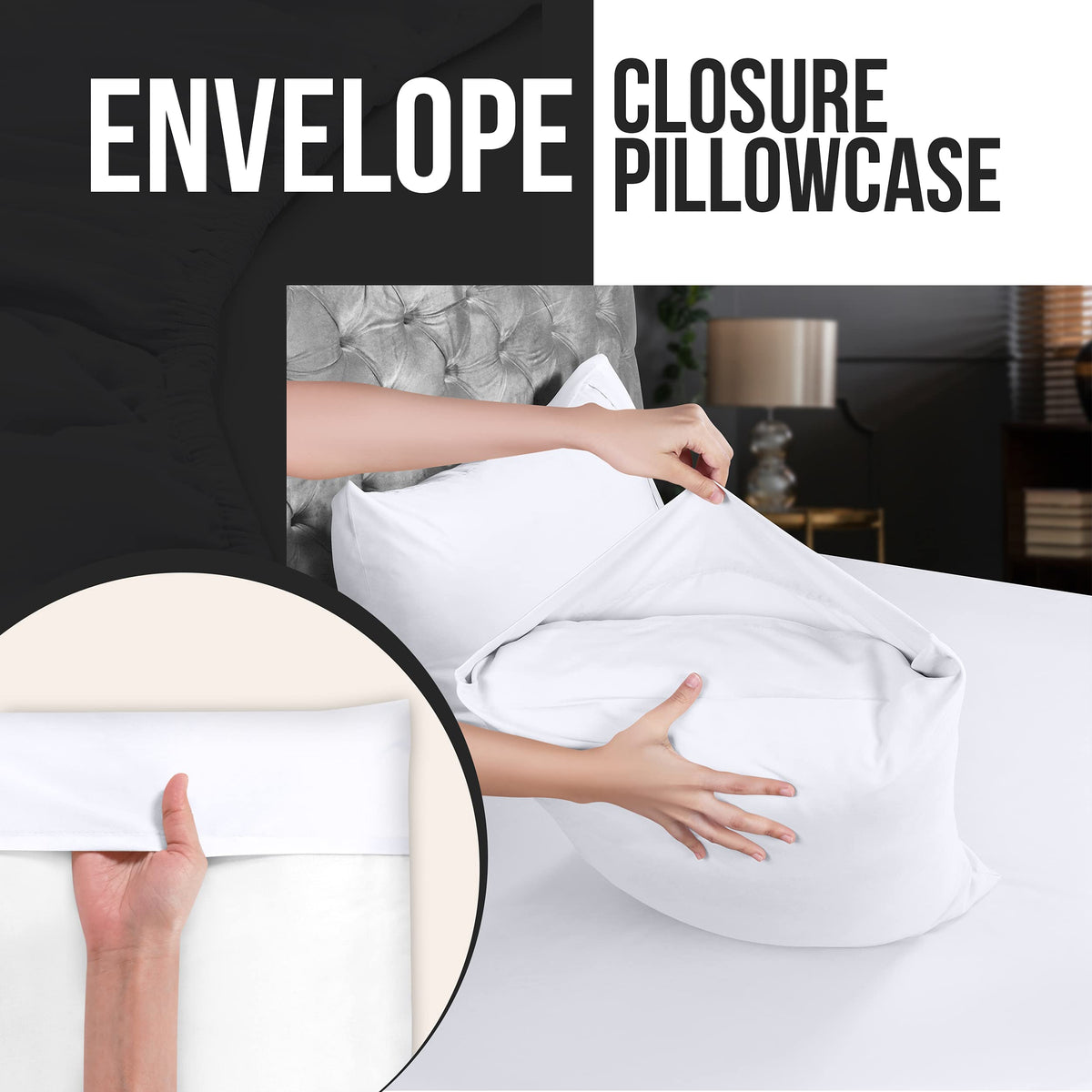 Utopia Bedding envelope closure back keeps pillow secure inside