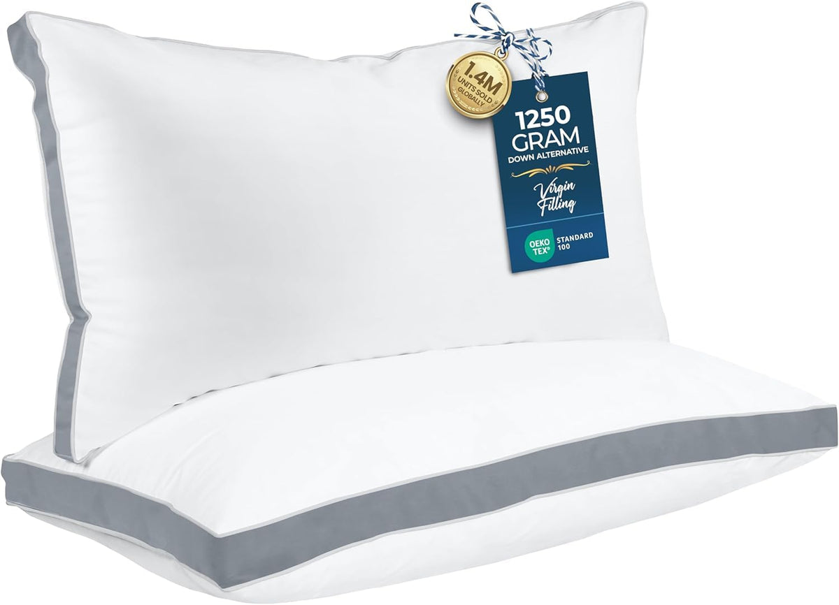 Utopia Bedding king-size grey pillows, set of 2, plush and versatile for every sleep position