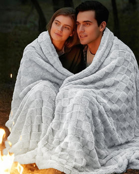 Bed setup with Utopia Bedding fleece blanket adding softness and color