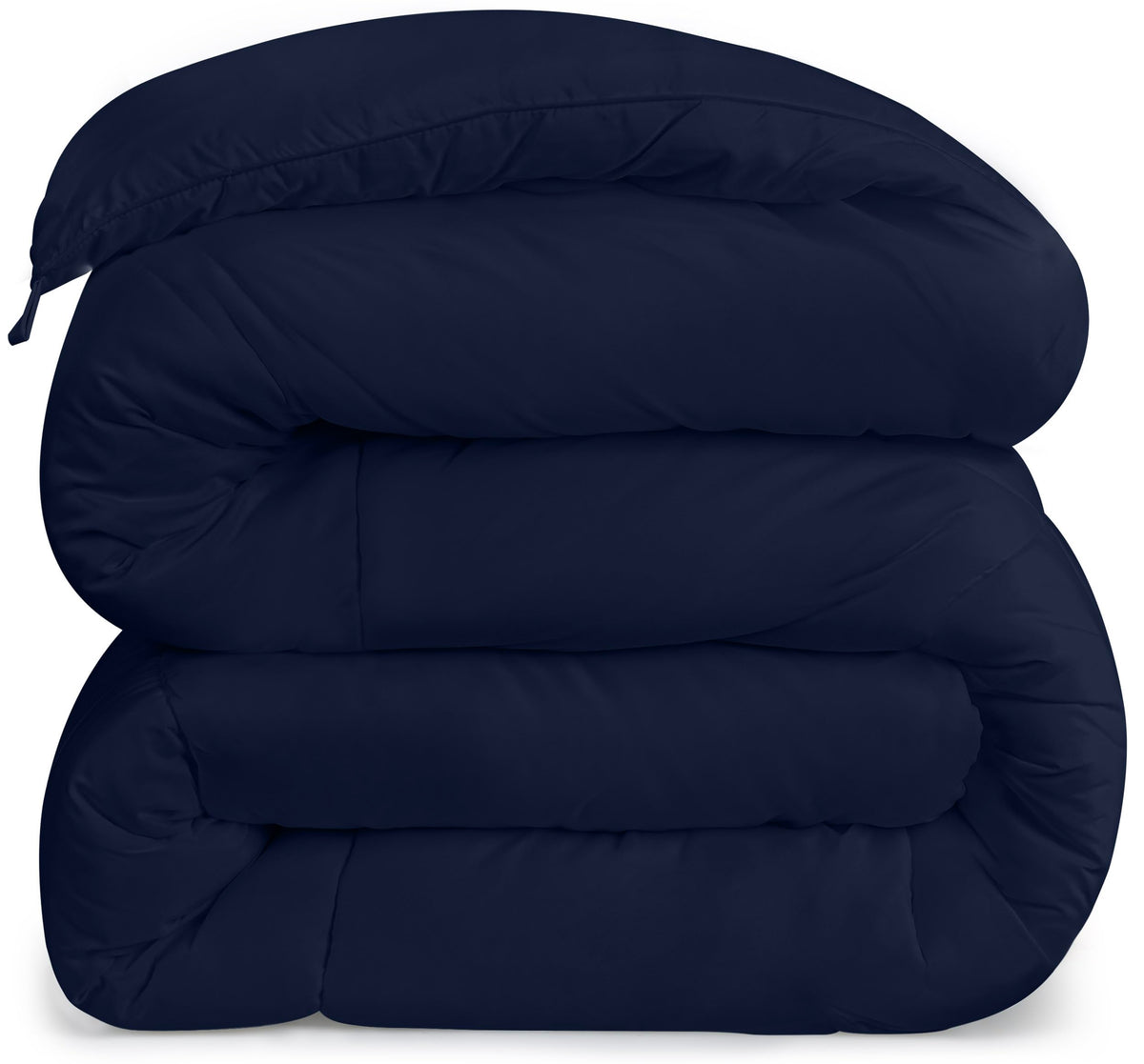 Cozy bedroom scene featuring the Utopia Bedding comforter in navy