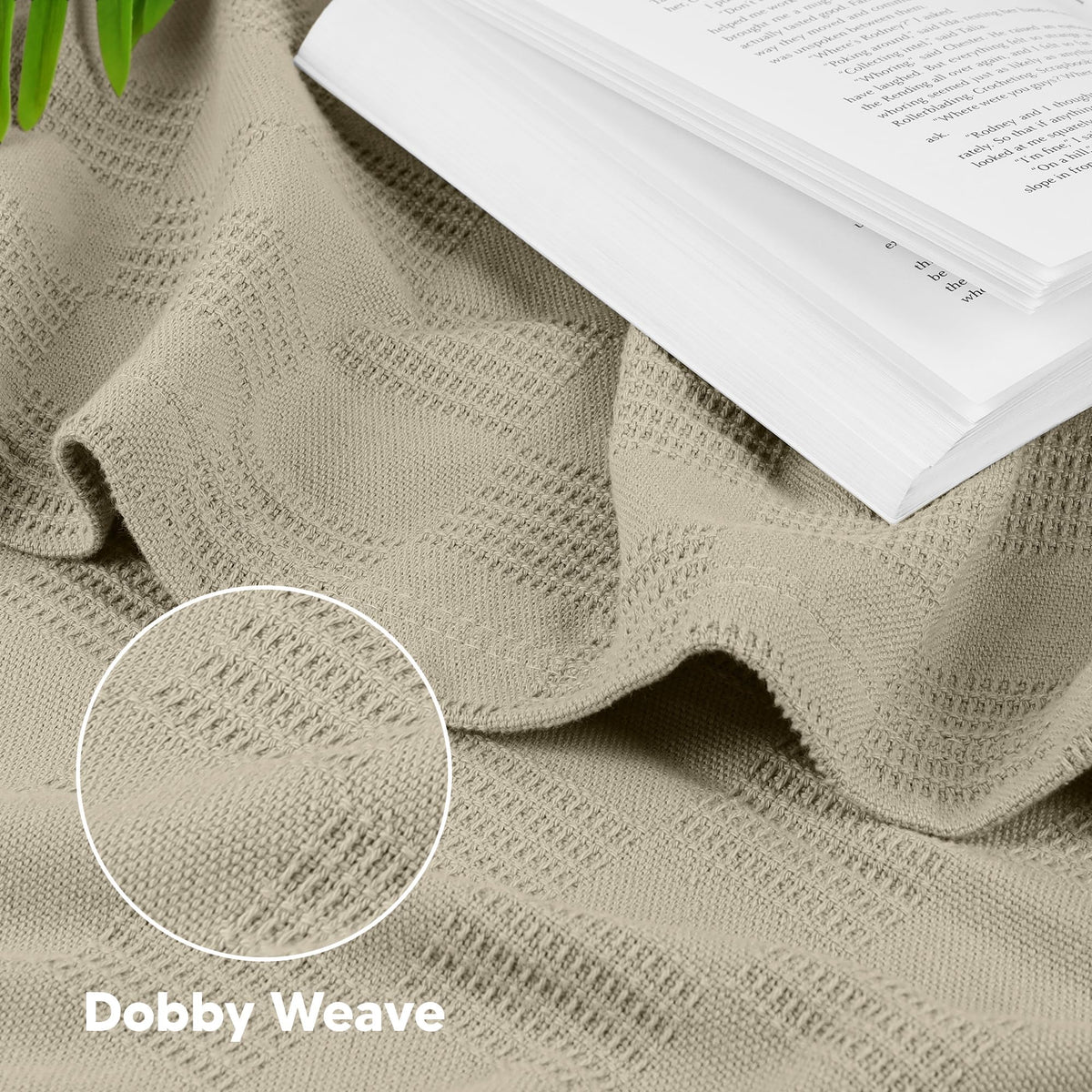 Utopia Bedding khaki blanket draped over sofa for cozy living room style