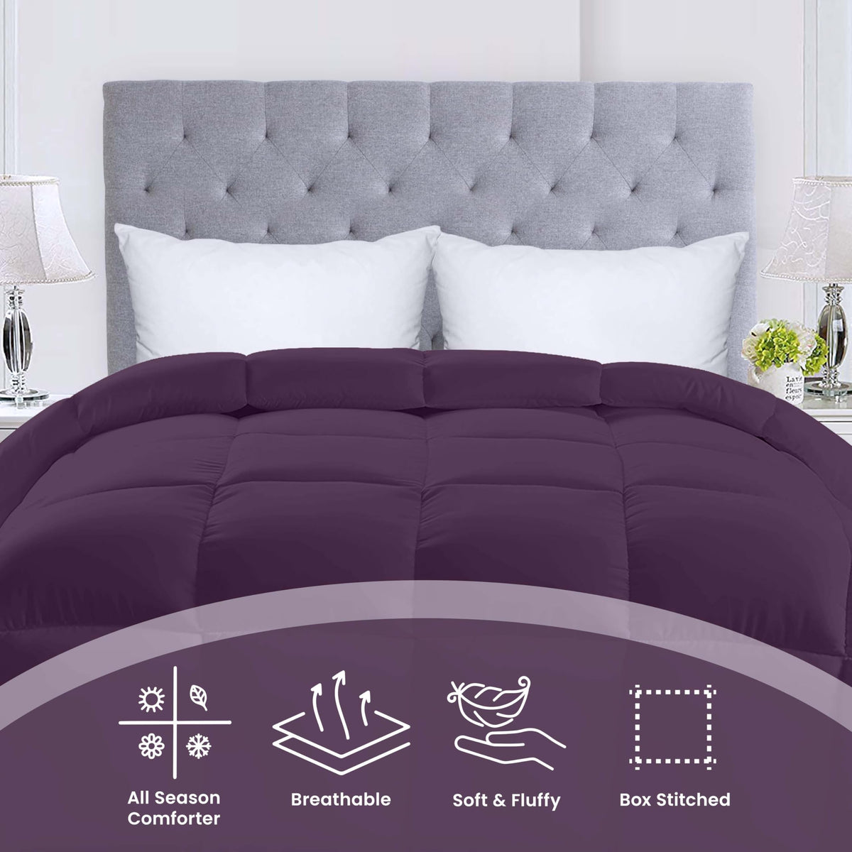 Close-up of corner tabs on Utopia Bedding comforter for secure fit.