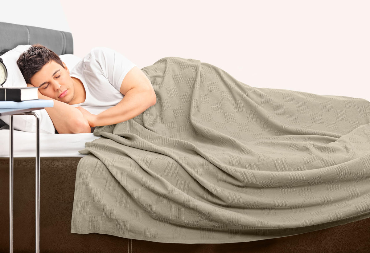Utopia Bedding breathable khaki cotton blanket ideal for year-round use