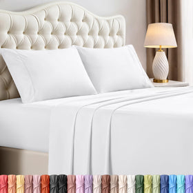 Utopia Bedding California King sheet set in soft microfiber for breathable comfort.
