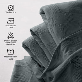 Care instructions for Utopia Bedding blanket showing easy washing and drying