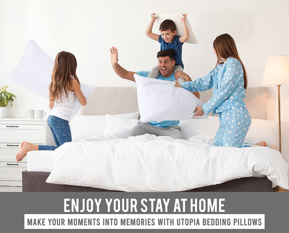 Utopia Bedding easy-care pillows—spot clean or hand wash as needed.
