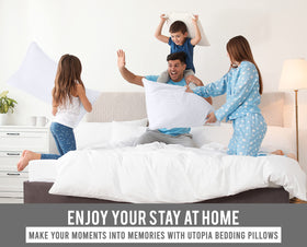 Utopia Bedding easy-care pillows—spot clean or hand wash as needed.