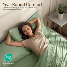 Sage color option from Utopia Bedding on a neatly made bed