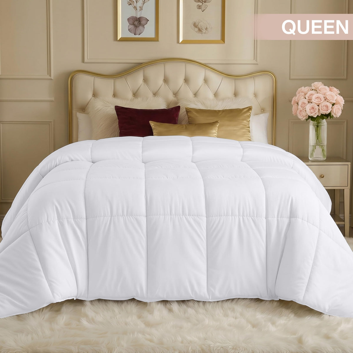 Utopia Bedding Comforter corner tabs help secure insert for a tidy bed.