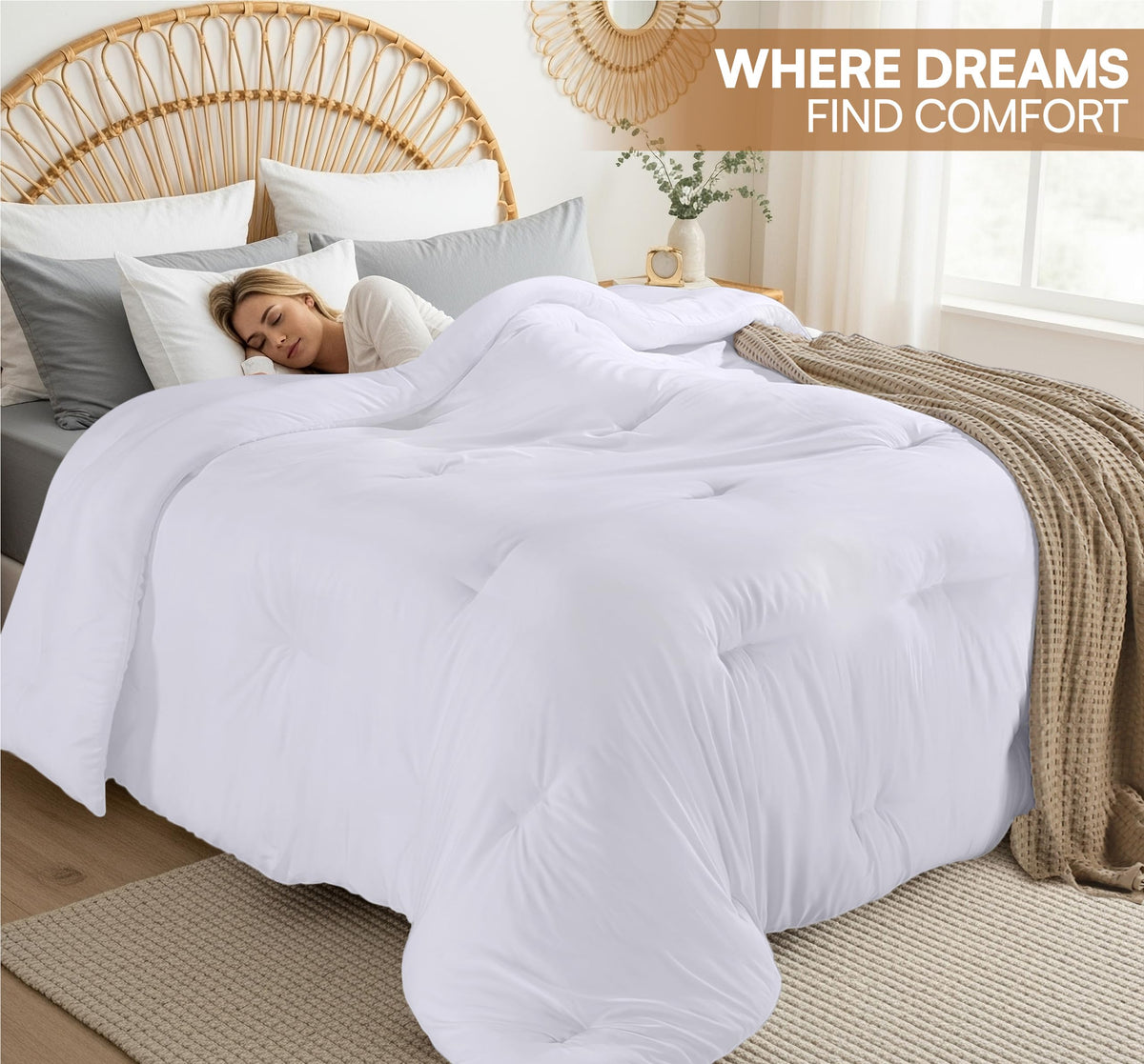 Utopia Bedding Comforter soft-microfiber-shell offers plush feel.