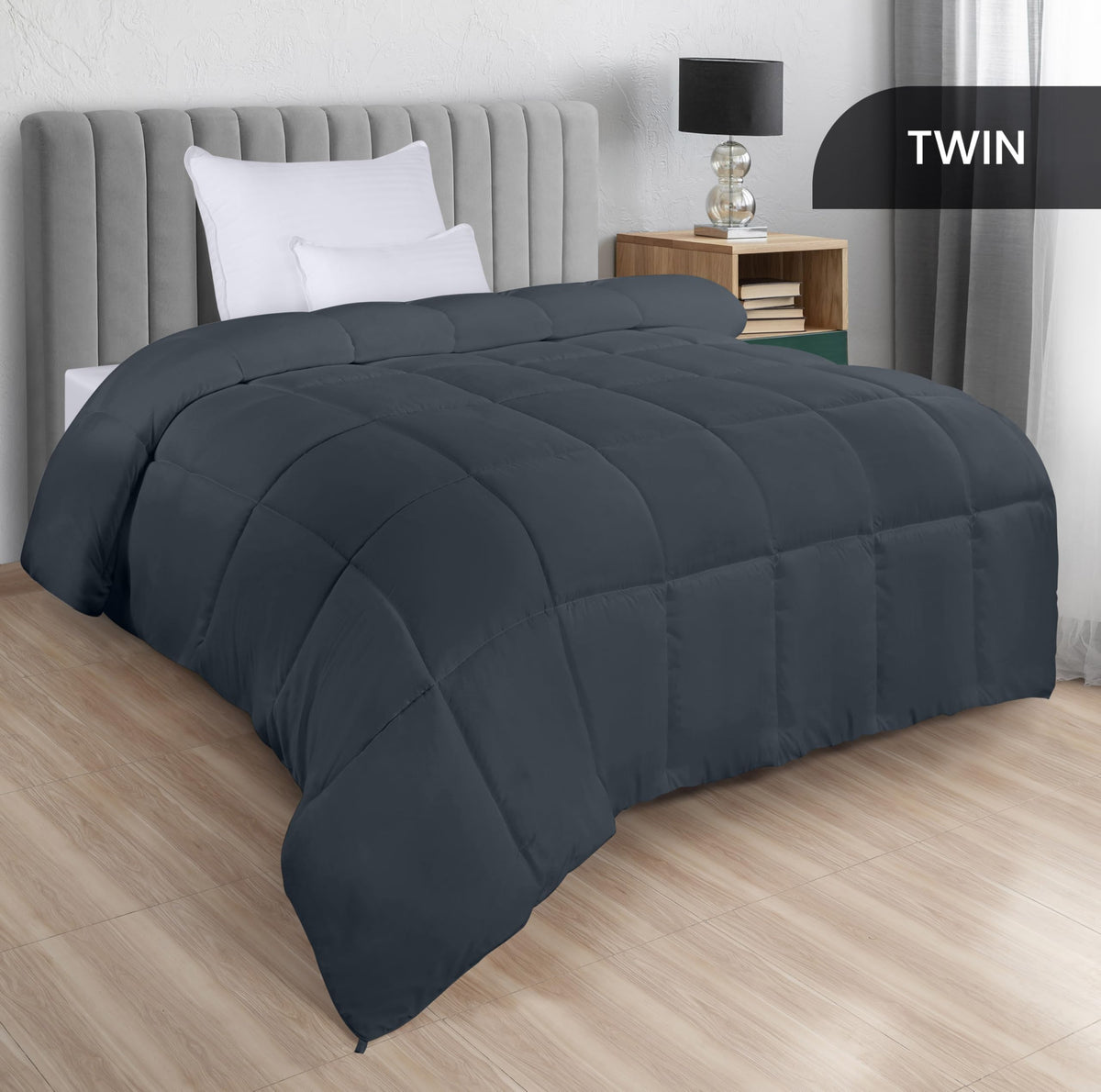 Utopia Bedding twin size closeup fabric showing soft siliconized fiber filling.