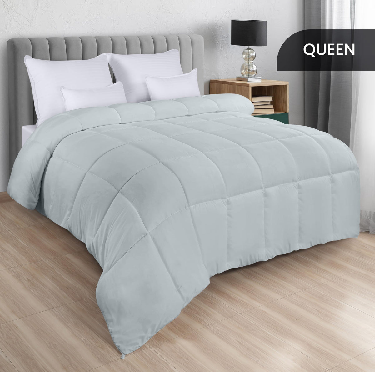 Utopia Bedding Comforter box stitching closeup highlights crisp, secure fill