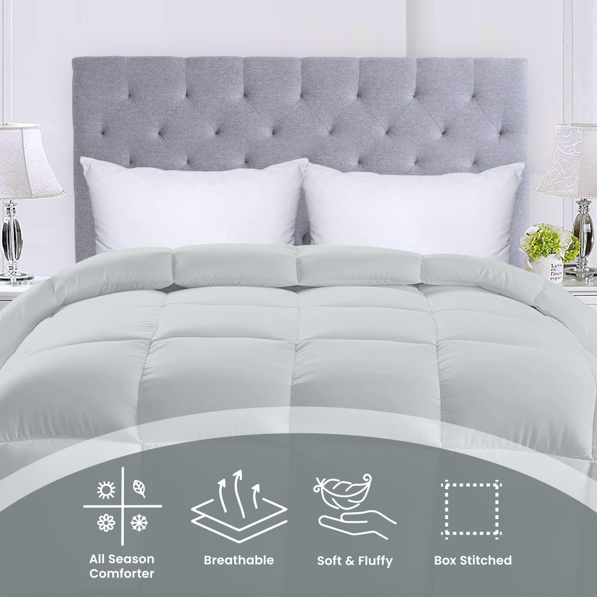 Utopia Bedding Comforter corner tabs detail demonstrates secure fit for duvet inserts