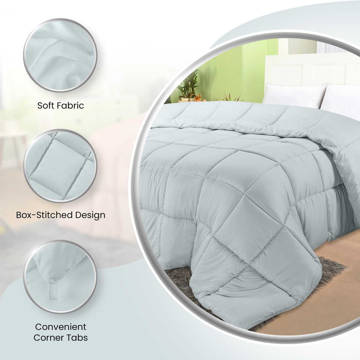 Utopia Bedding Comforter machine washable tag indicates convenient care