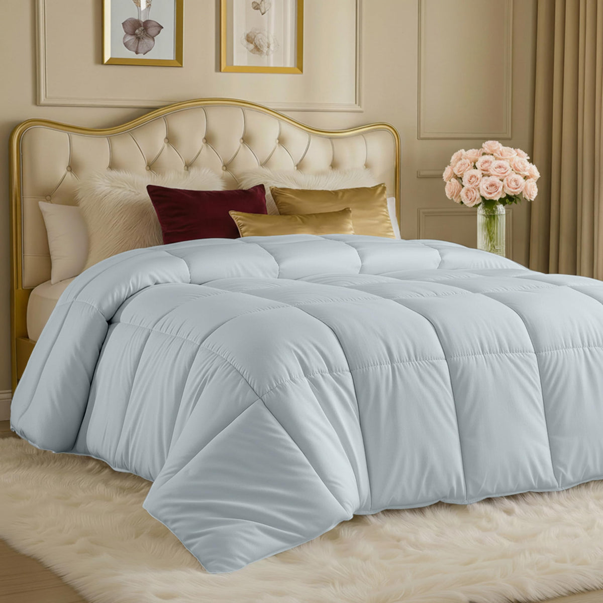 Utopia Bedding Comforter Queen cover closeup showing durable stitching for long-lasting comfort